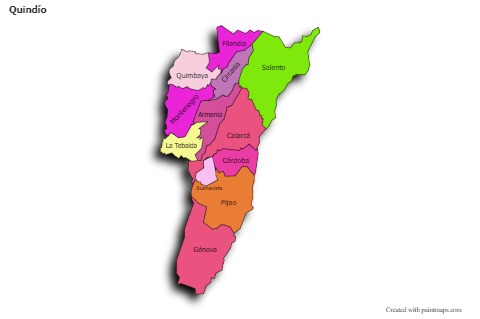 Sample Maps for Quindío (colored,shadowy)