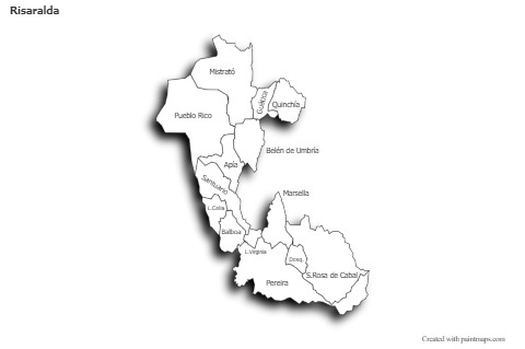 Contoh Peta untuk Risaralda (hitam-putih,bayangan)