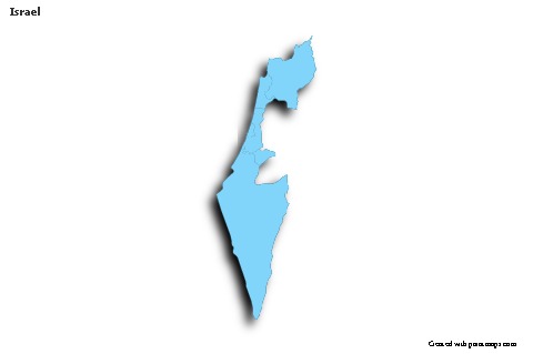 Contoh Peta untuk Israel (biru,garis luar,bayangan)