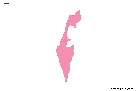 Contoh Peta untuk Israel (merah jambu,garis besar)