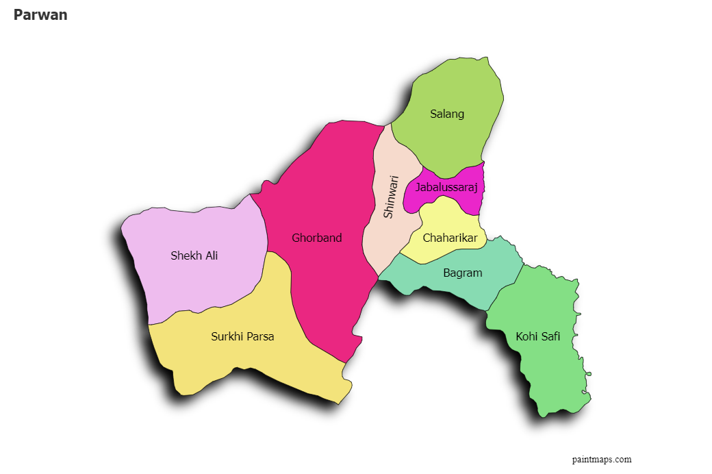 Create Custom Parwan Map Chart with Online, Free Map Maker.