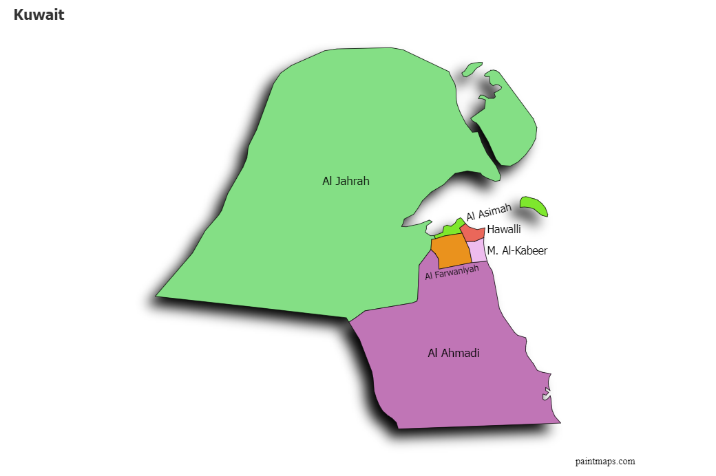 Create Custom Kuwait Map Chart with Online, Free Map Maker.