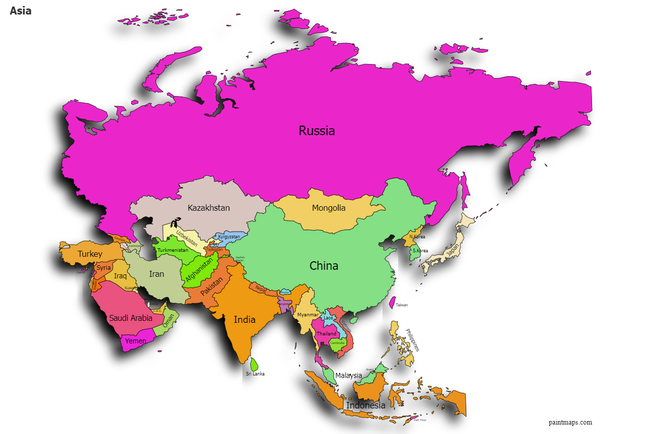 Create Custom Asia Map Chart with Online, Free Map Maker.