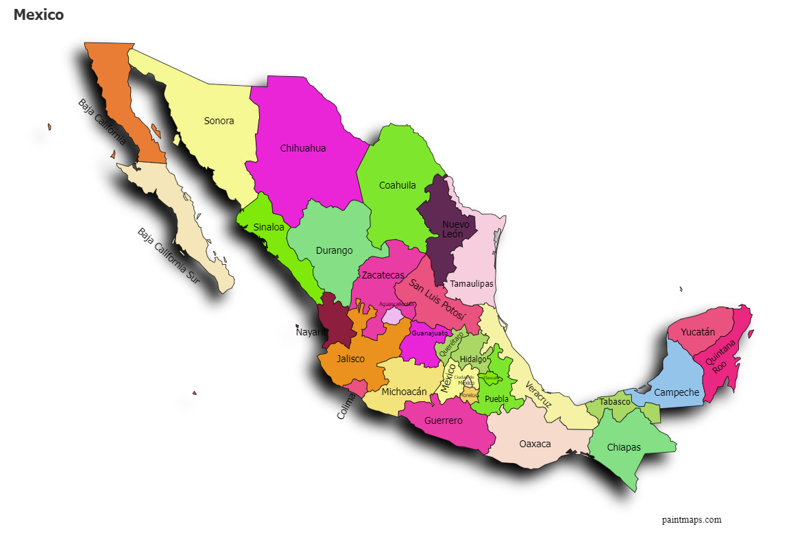 Genera Grafico De Mapa De Mexico .