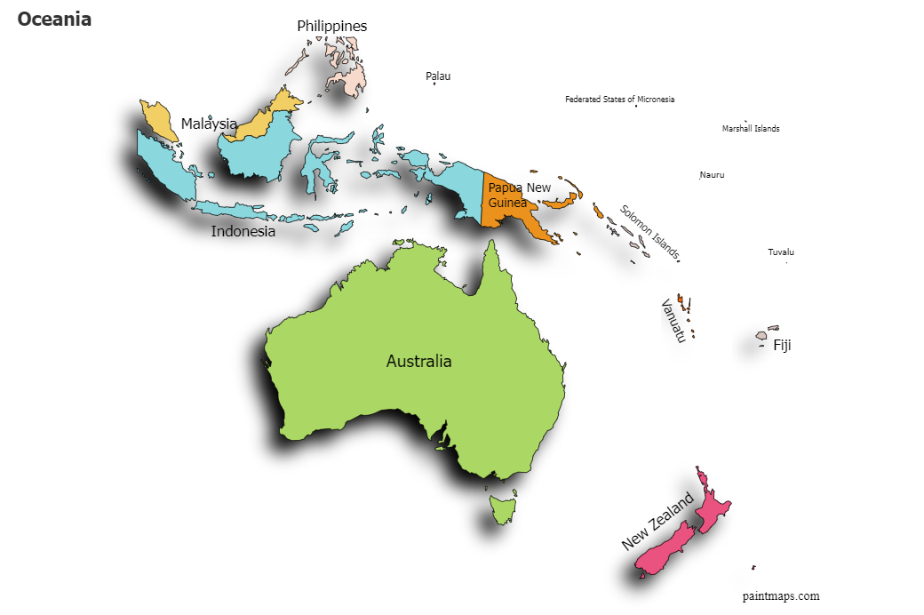 create custom oceania map chart with online free map maker