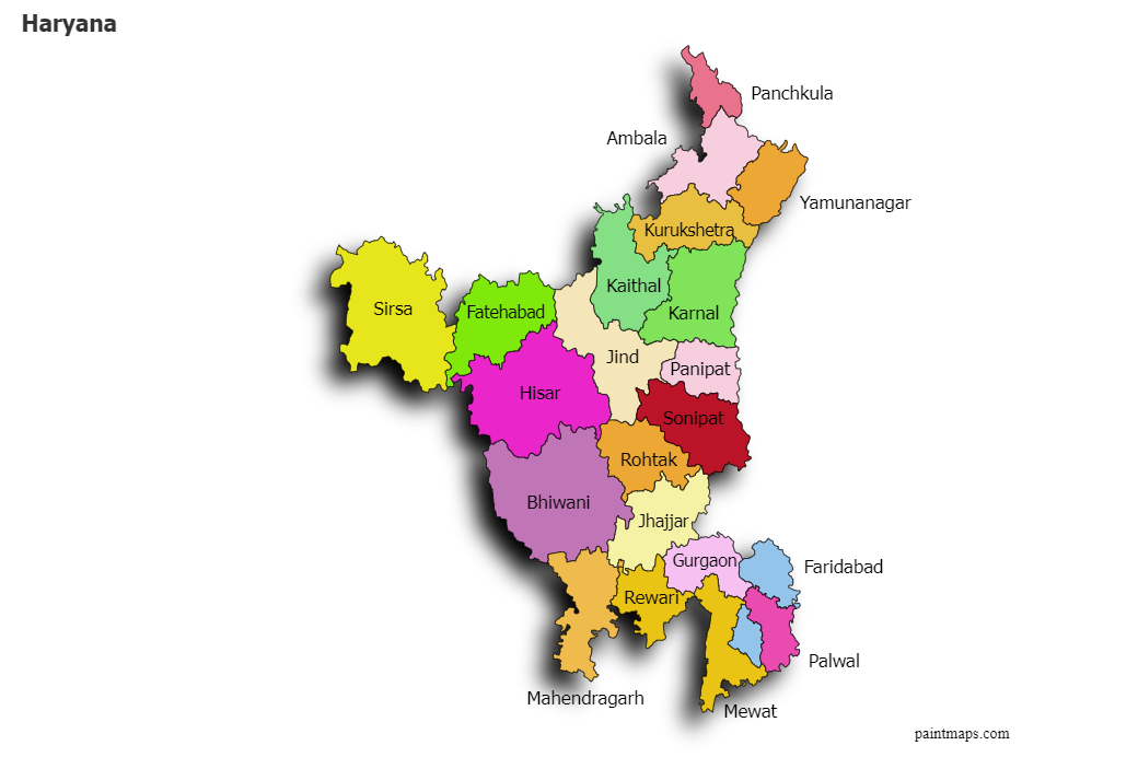 Create Custom Haryana Map Chart with Online, Free Map Maker.