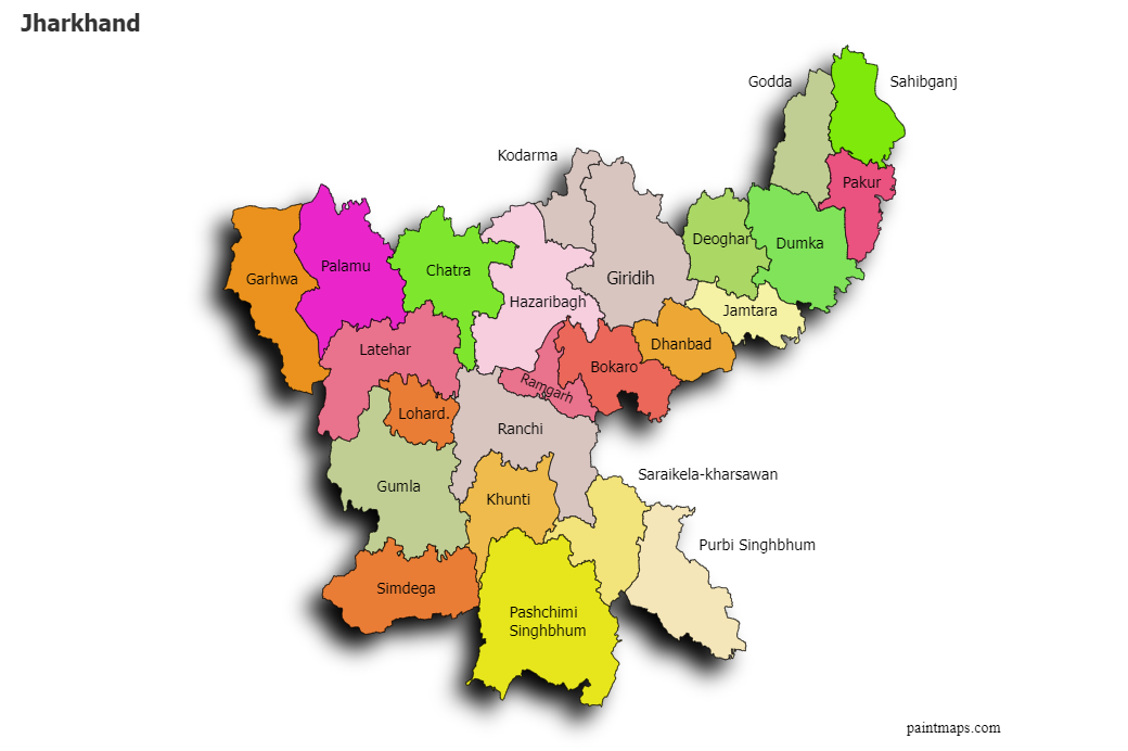 Create Custom Jharkhand Map Chart with Online, Free Map Maker.