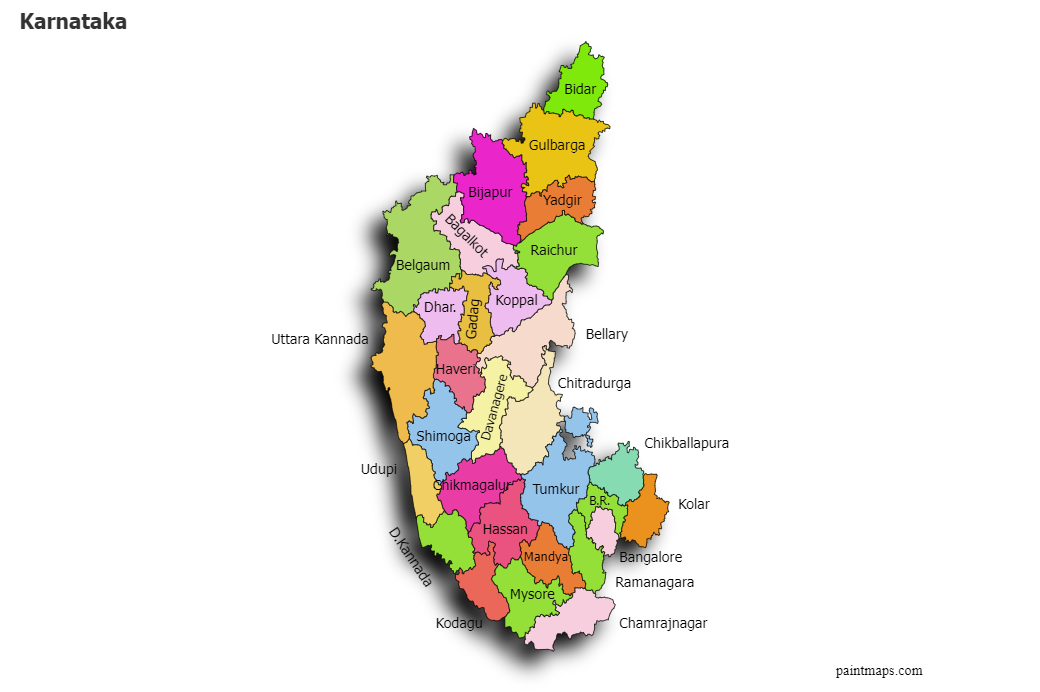 Create Custom Karnataka Map Chart with Online, Free Map Maker.