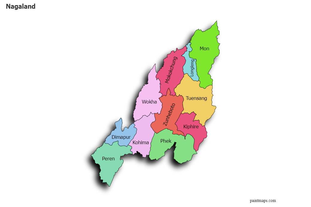 Create Custom Nagaland Map Chart with Online, Free Map Maker.