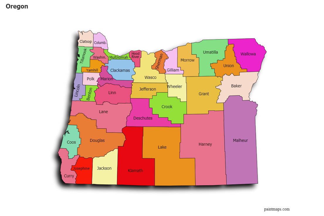 Create Custom Oregon Map Chart with Online, Free Map Maker.