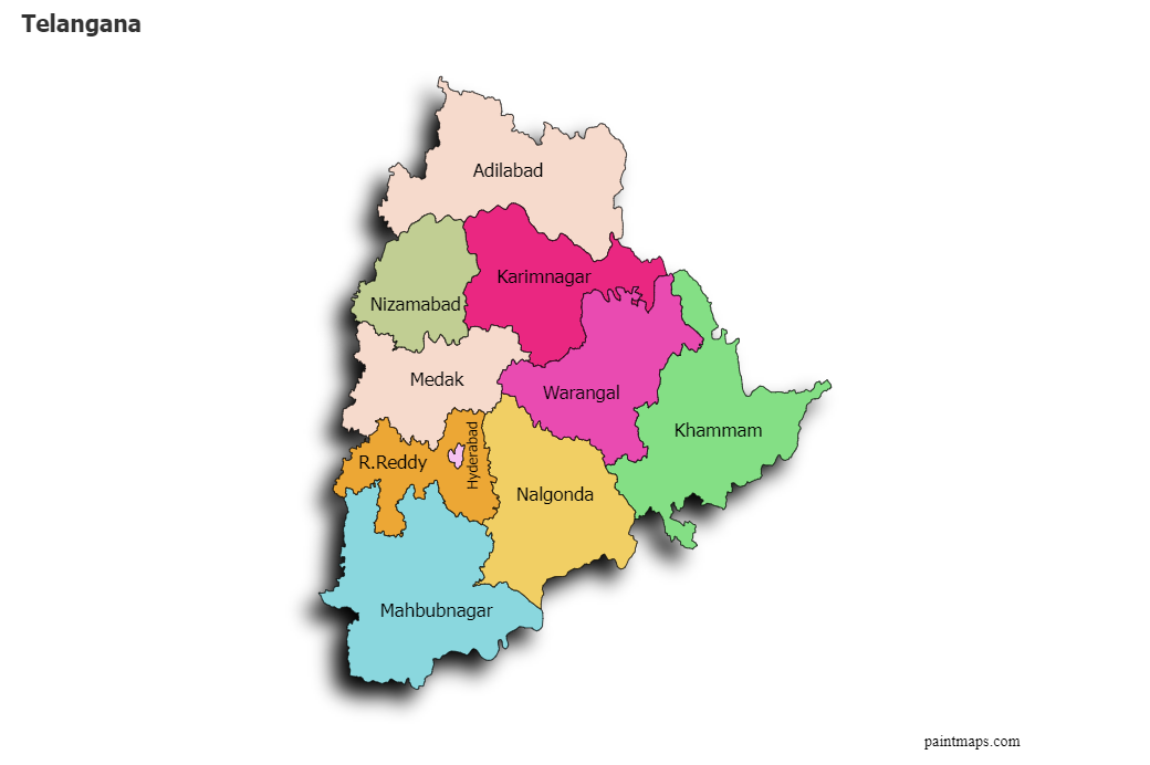 Show Me Telangana Map Create Custom Telangana Map Chart With Online, Free Map Maker.