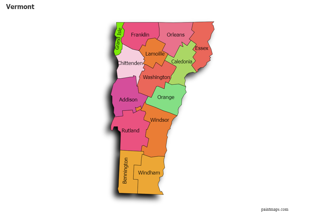 Create Custom Vermont Map Chart with Online, Free Map Maker.