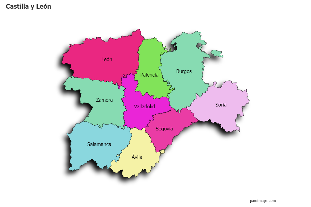 Castilla Y Leon Map Create Custom Castilla Y Leon Map Chart With Online, Free Map Maker.