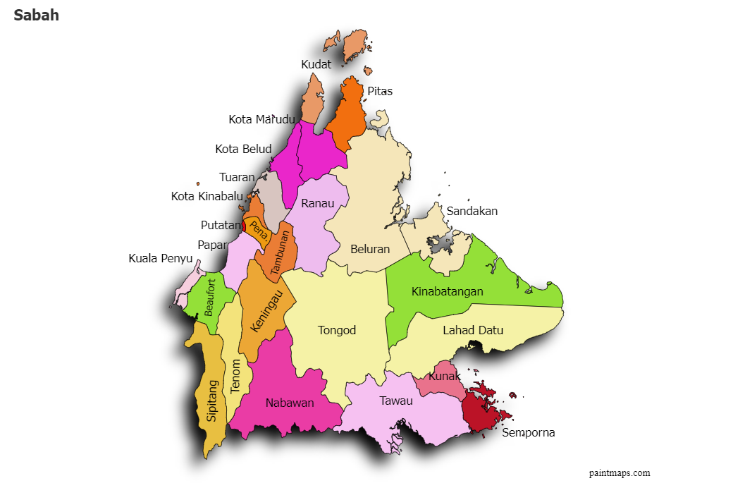 Daerah sabah peta Sabah Maps,