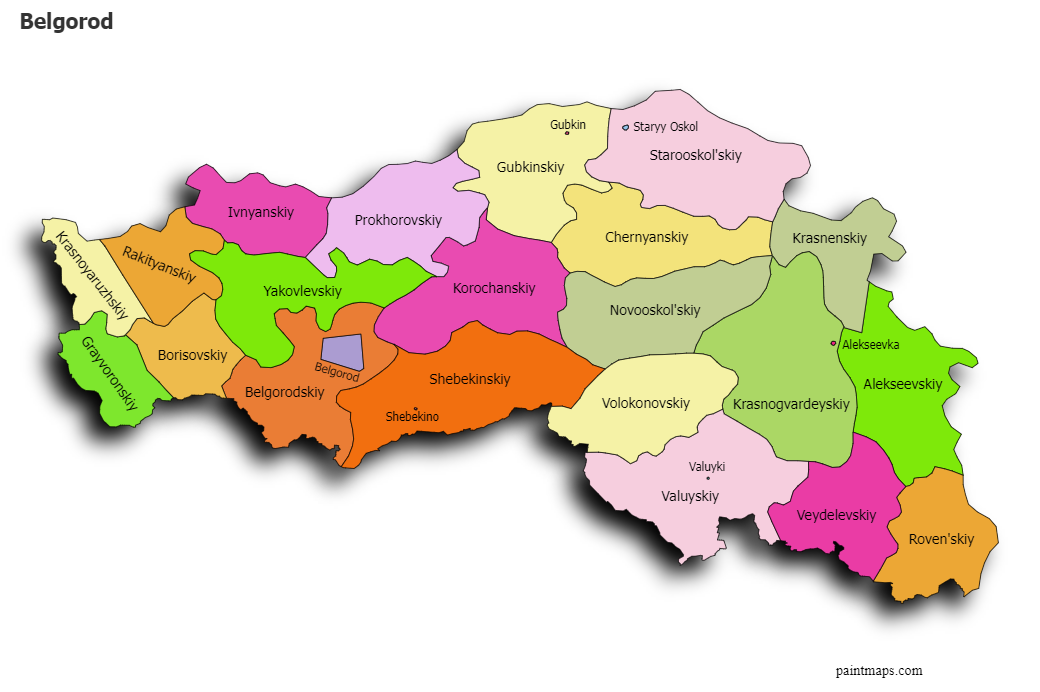 Create Custom Belgorod Map Chart with Online, Free Map Maker.