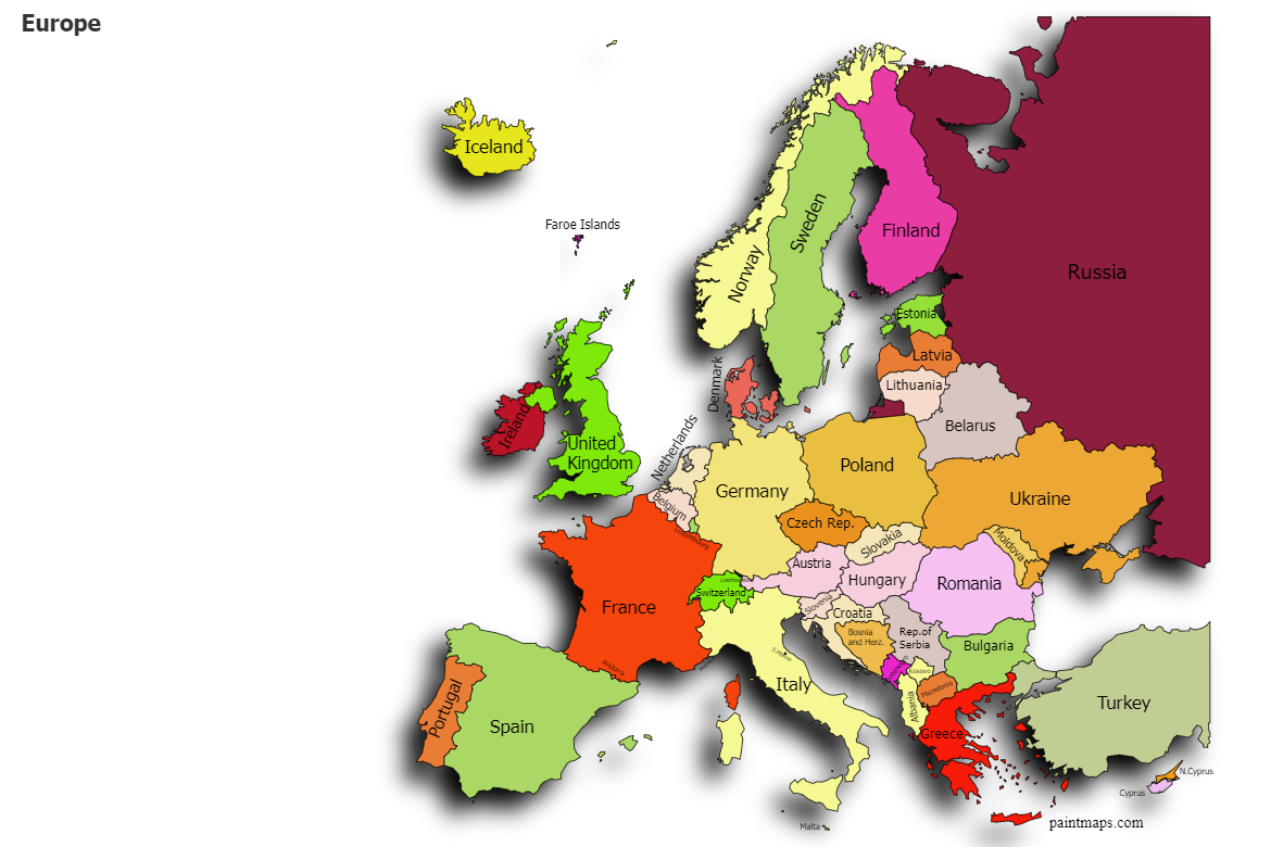 Create Custom Europe Map Chart with Online, Free Map Maker.