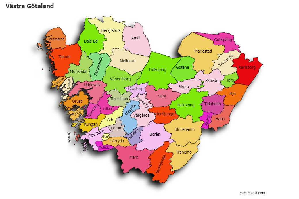 Genera Grafico De Mapa De Vastra Gotaland