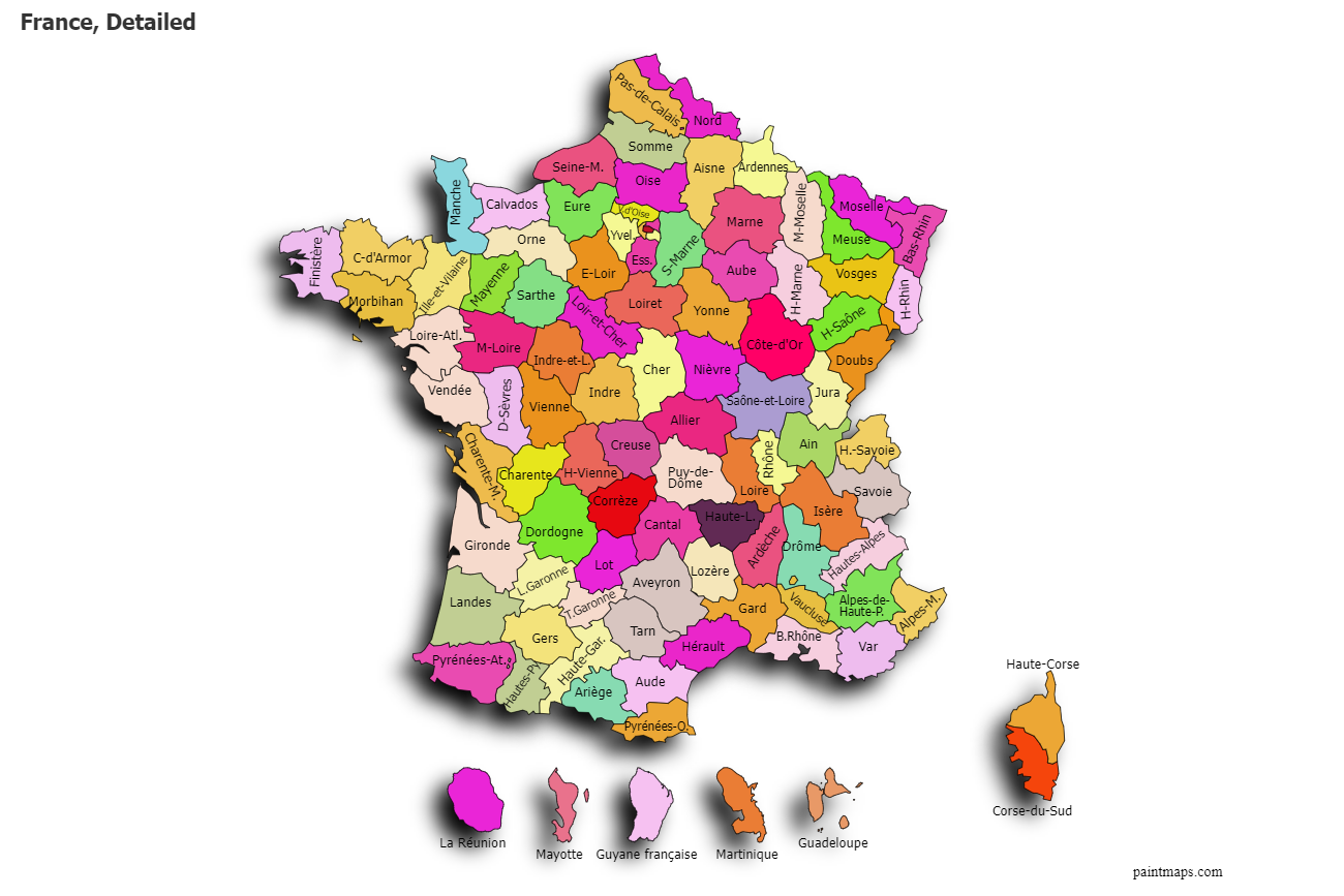 Fransa Detayli Harita Grafigi Olusturun