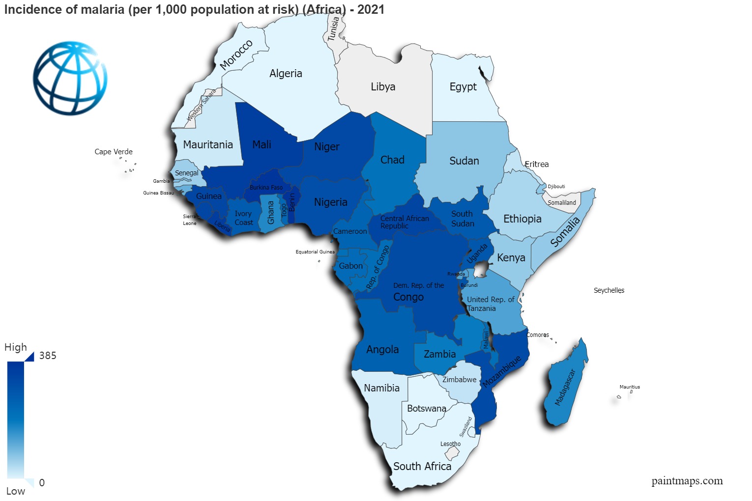 Incidence Of Malaria Per 1000 Population At Risk On Africa Map