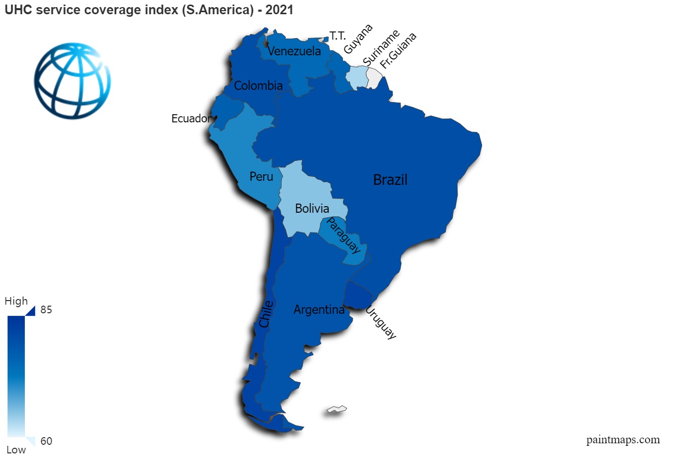UHC Service Coverage Index On S america - Statistic 1210 201 