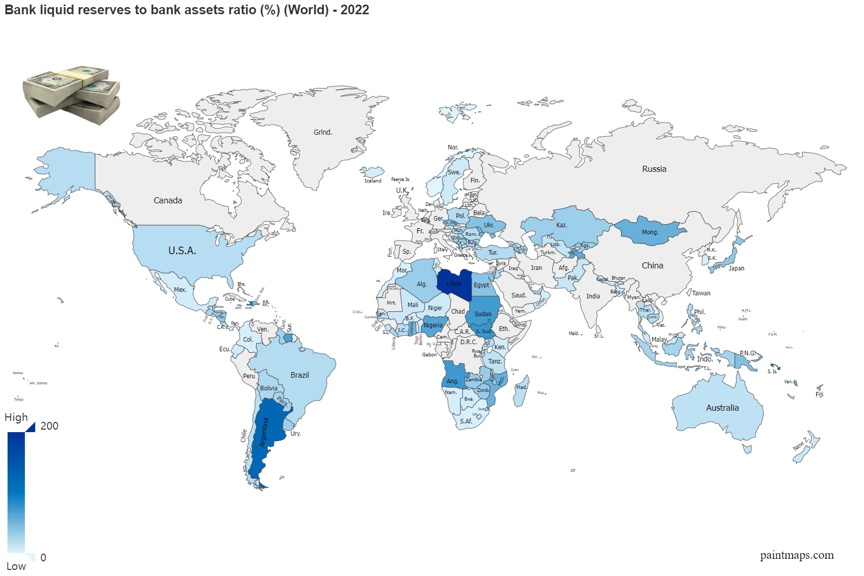 Bank Liquid Reserves To Bank Assets Ratio Percentage On World Map