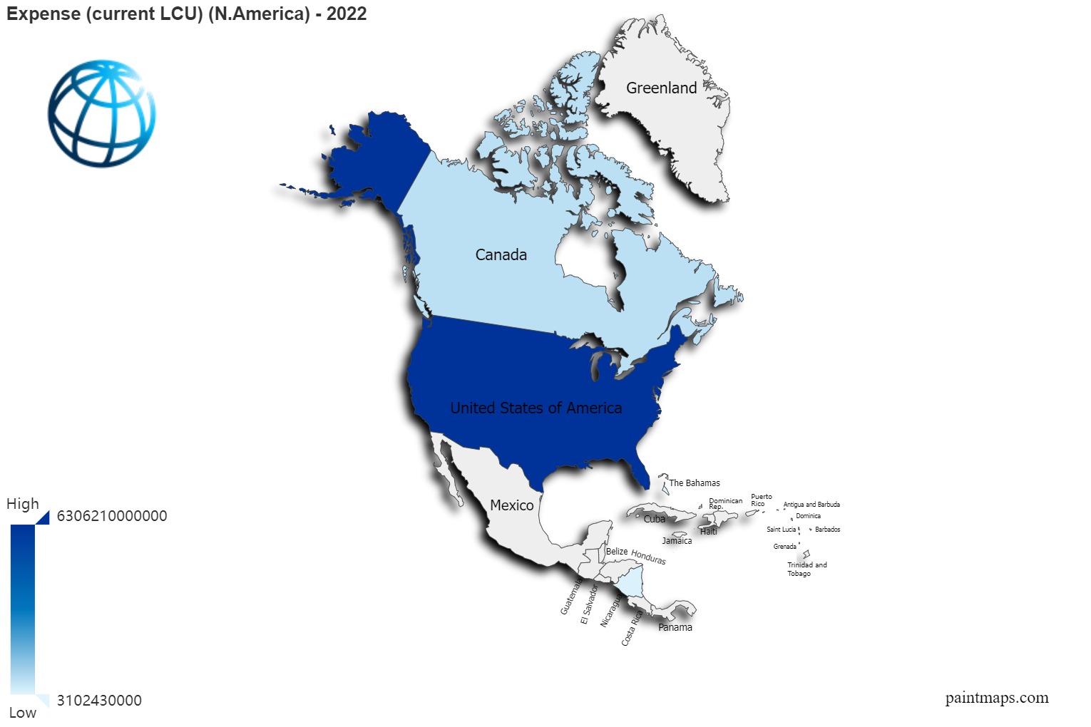 Expense Current LCU On N.america Map
