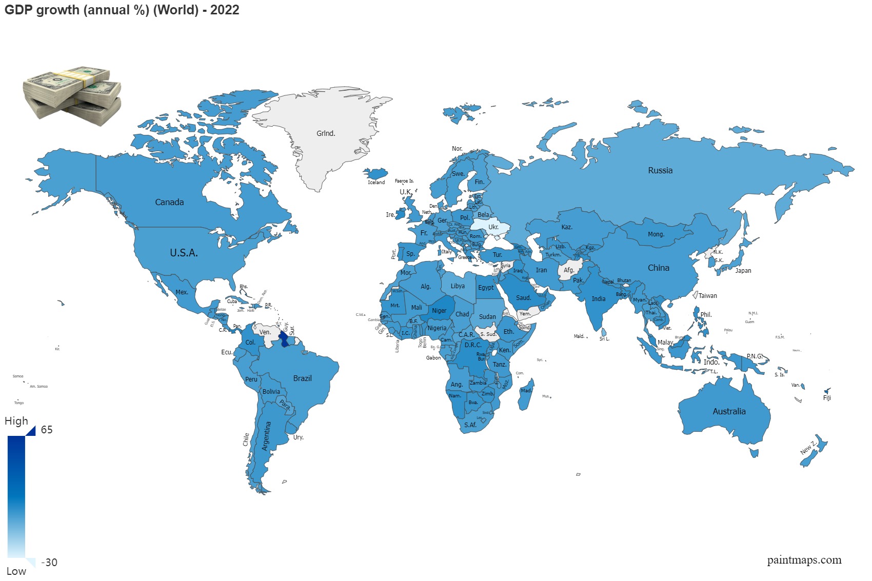 GDP Growth Annual Percentage On World Map