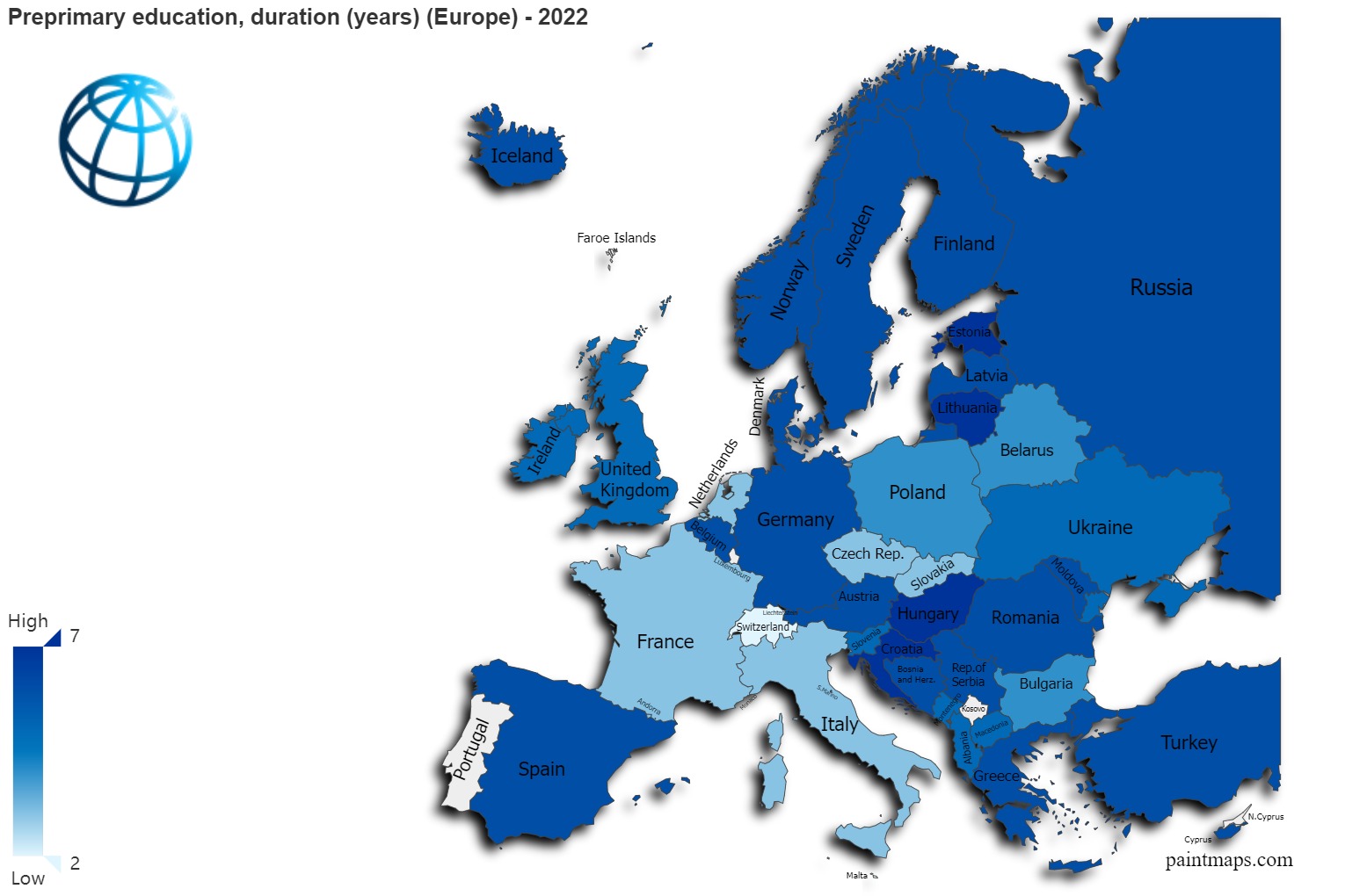 Preprimary Education Duration Years On Europe Map