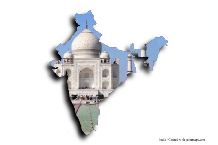 Tac Mahal (Hindistan haritası üzerinde)