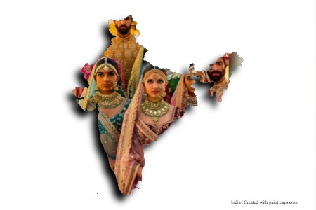 Hindistan Geleneksel Kıyafetleri (Hindistan haritası üzerinde)