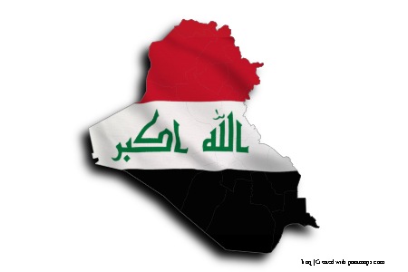 Bendera Irak (di peta Irak)