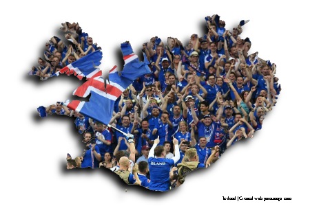 İzlanda Futbol Taraftarları (İzlanda haritası üzerinde)