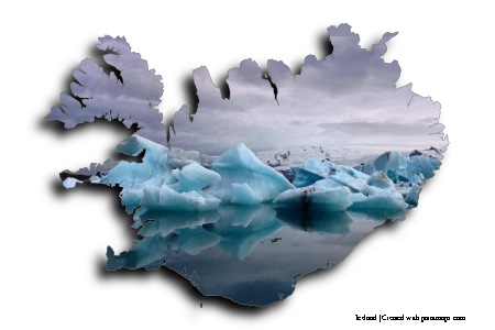 Jökulsárlón (İzlanda haritası üzerinde)