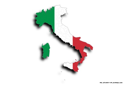 Flag of Italy (on Italy map)
