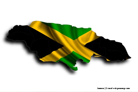 Bandera de Jamaica (en el mapa de Jamaica)