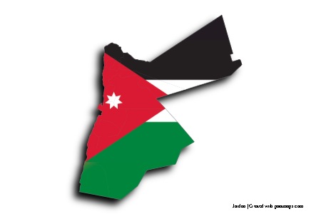 Flag of Jordan (on Jordan map)