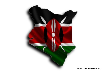 Flag of Kenya (on Kenya map)