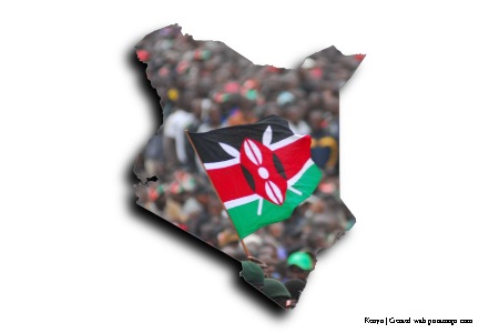 Kenya Flag-2 (on Kenya map)
