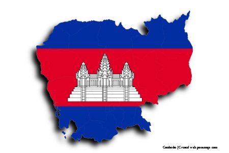 Bandera de Camboya (en el mapa de Camboya)