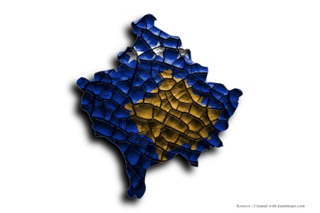 Kosova bayrağı (Kosova haritası üzerinde)