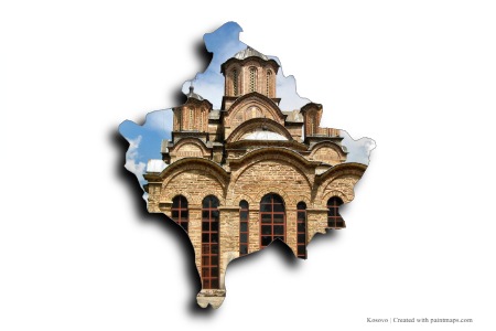 Gracanica manastırı  (Kosova haritası üzerinde)