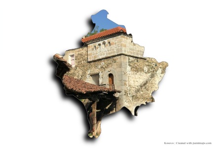 Kullas taş evler (Kosova haritası üzerinde)