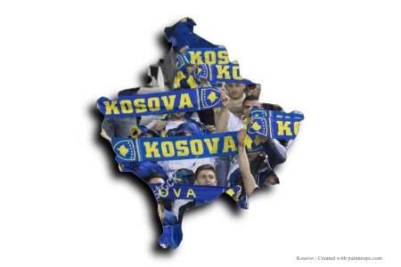 Kosova taraftarları (Kosova haritası üzerinde)
