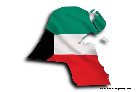 Bendera Kuwait (di peta Kuwait)