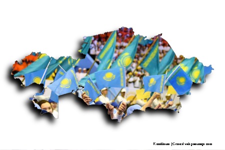 Banderas de Kazajistán (en el mapa de Kazakhstan)