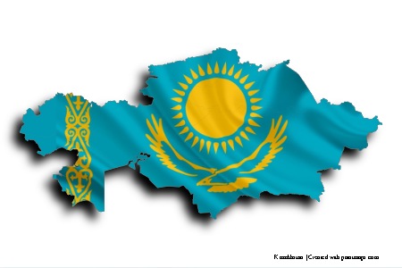 Bandera de Kazajstán (en el mapa de Kazakhstan)