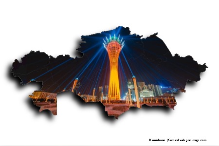 Torre Bayterek (en el mapa de Kazakhstan)