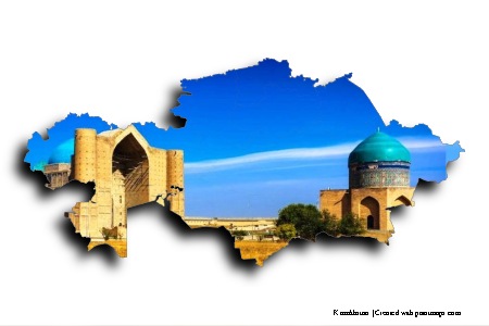 Tumba de Khoja Ahmed Yassawi (en el mapa de Kazakhstan)