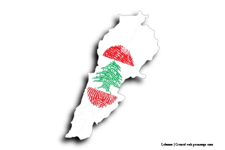 Lebanon Flag - Fingerprint (on Lebanon map)