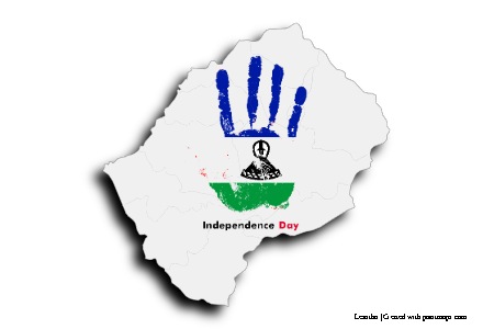 Lesotho Bağımsızlık Günü (Lesotho haritası üzerinde)